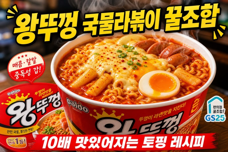 편의점 신상 왕뚜껑 국물라볶이, 그냥 먹지 마세요! 10배 맛있어지는 토핑 꿀조합 총정리