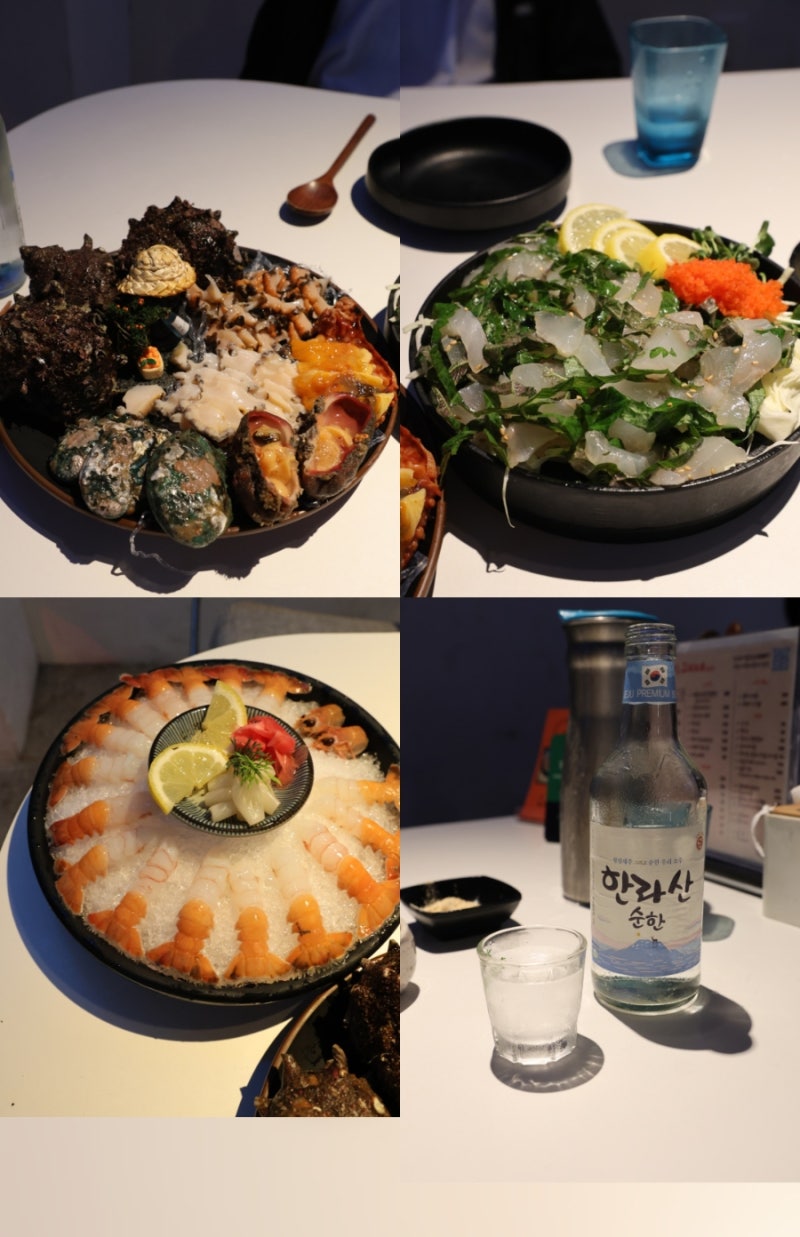 제주 함덕해수욕장 술집 여기고씨네 함덕점 해산물 깻잎막회 딱새우
