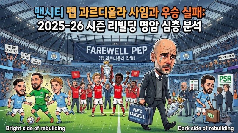 맨시티 펩 과르디올라 사임과 우승 실패: 2025-26 시즌 리빌딩 명암 심층 분석