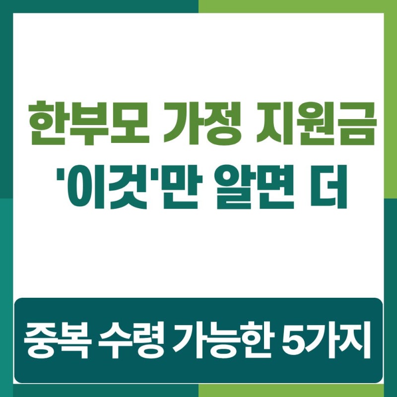 한부모 가정 지원금 '이것'만 알면 더 받는다 — 중복 수령 가능한 5가지