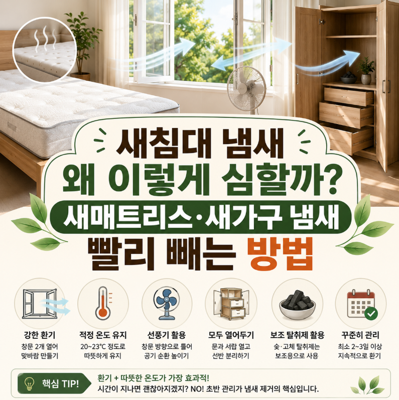 새침대 냄새 왜 이렇게 심할까? 새매트리스·새가구 냄새 빨리 빼는 방법