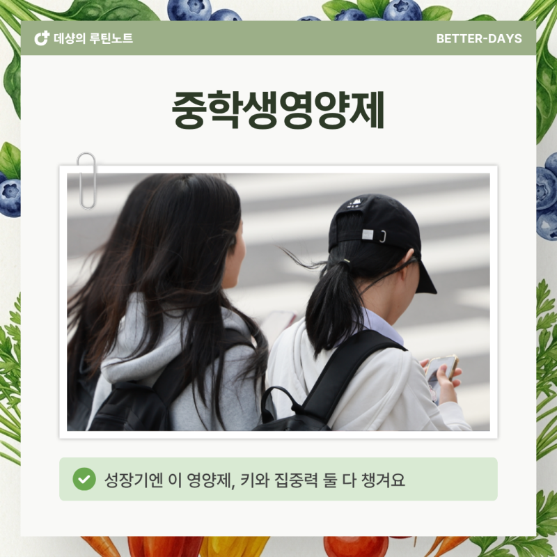 중학생영양제 5가지, 성장과 집중력 두 마리 토끼 잡는 법