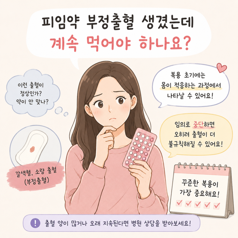 피임약 부정출혈 생겼는데 계속 먹어야 하나요?