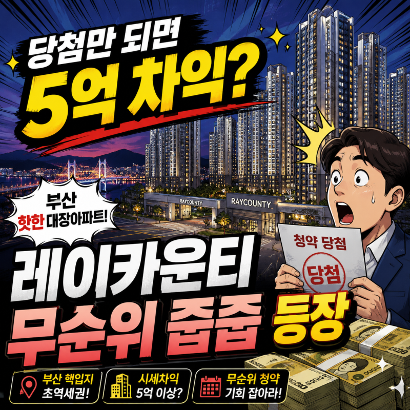 "당첨만 되면 5억 차익?" 부산 레이카운티 무순위 청약 줍줍!