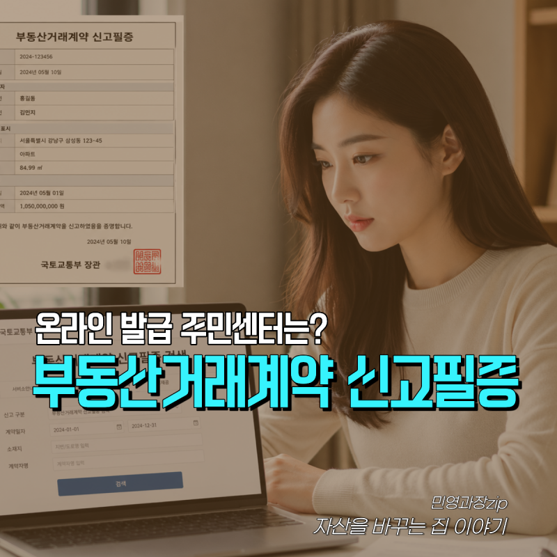 부동산거래계약 신고필증 온라인 발급 주민센터는?