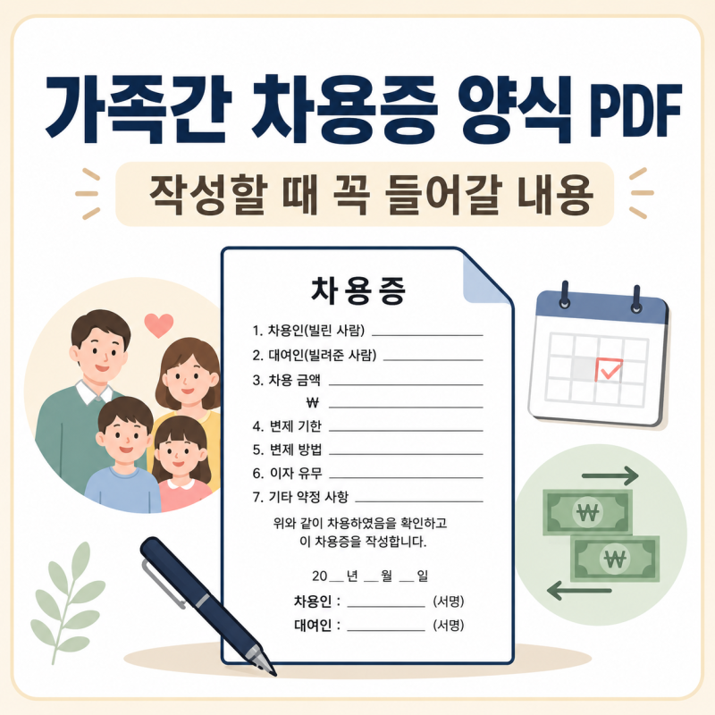 가족간 차용증 양식 PDF, 작성할 때 꼭 들어가야 할 내용은?