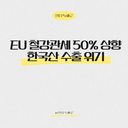  EU 철강 관세 50% 폭탄이 쏘아 올린 한국 제조업 위기