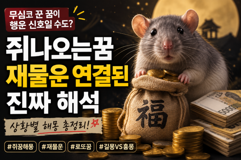 쥐나오는꿈 재물운 연결된 진짜 해석