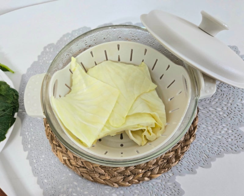 전자렌지 양배추 찌는법 시간 찜기 없이 전자레인지 찌기