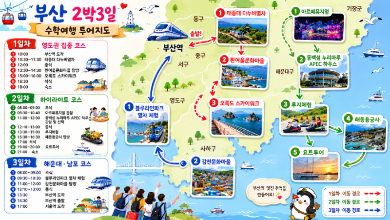 2026 부산 수학여행 2박3일 추천 일정 (학생 만족도 높은 인기코스)
