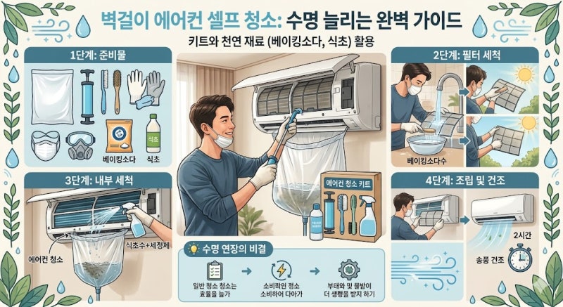 벽걸이 에어컨 셀프 청소, 키트와 천연 재료로 수명 늘리는 완벽 가이드