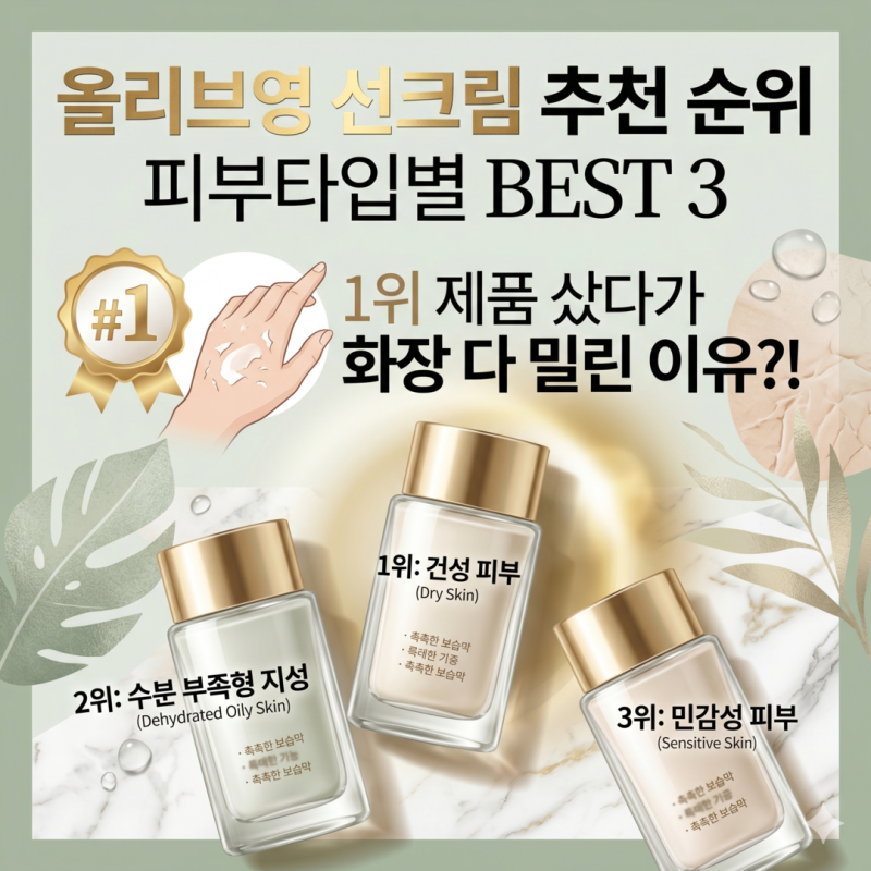 올리브영 선크림 추천 순위, 1위 제품 샀다가 화장 다 밀린 이유