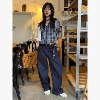  코튼 스판 커브드 팬츠 네이비 - 데일리로 입기 좋은 여름용 슬랙스