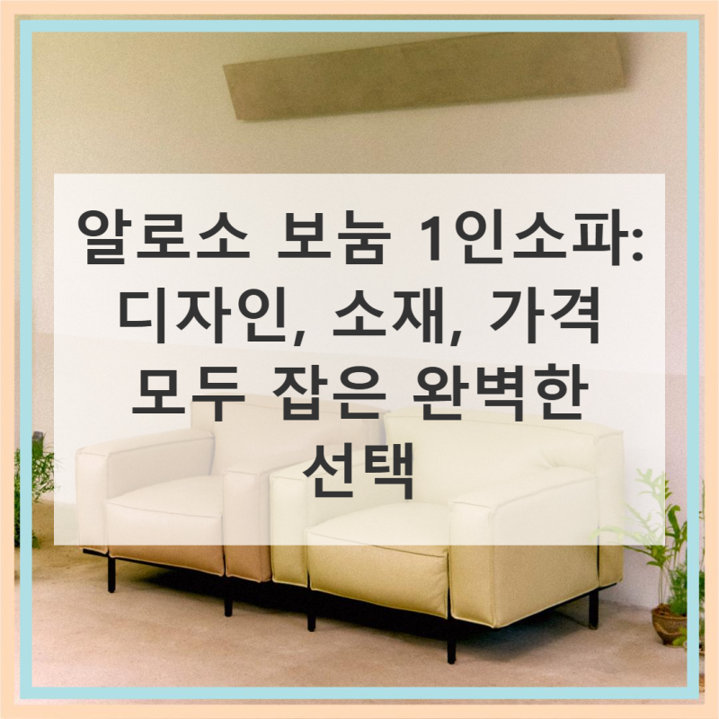 놓치면 후회할 알로소 보눔 1인소파, 왜 인기일까?