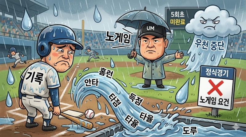 야구 노게임 규정과 우천 취소의 모든 것: 기록이 씻겨 내려가는 잔인한 승부의 세계 ️⚾