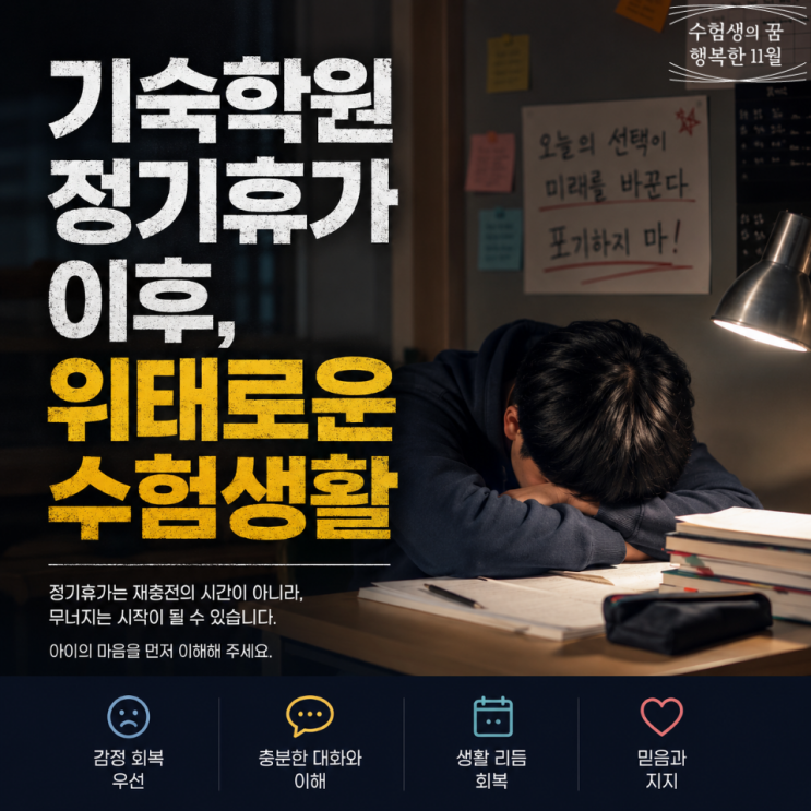  재수 기숙학원 정기휴가 이후 퇴소 고민을 하는 수험생과 받아들이지 못하는 부모님의 갈등