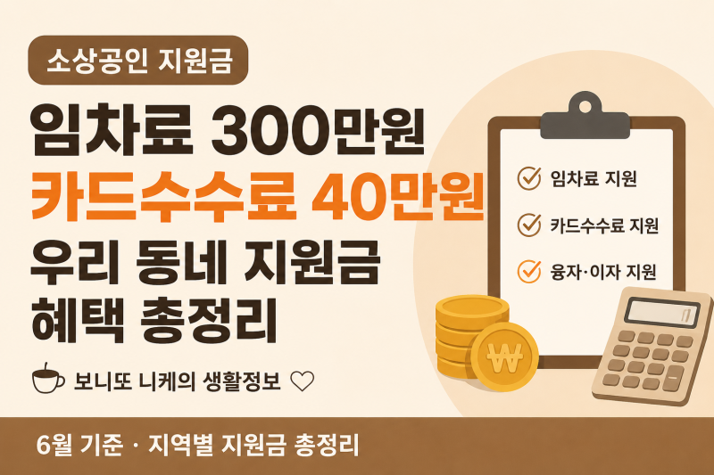 사장님들 꼭 보세요  지역별 소상공인 지원금 총정리 (임차료·카드수수료 지원)