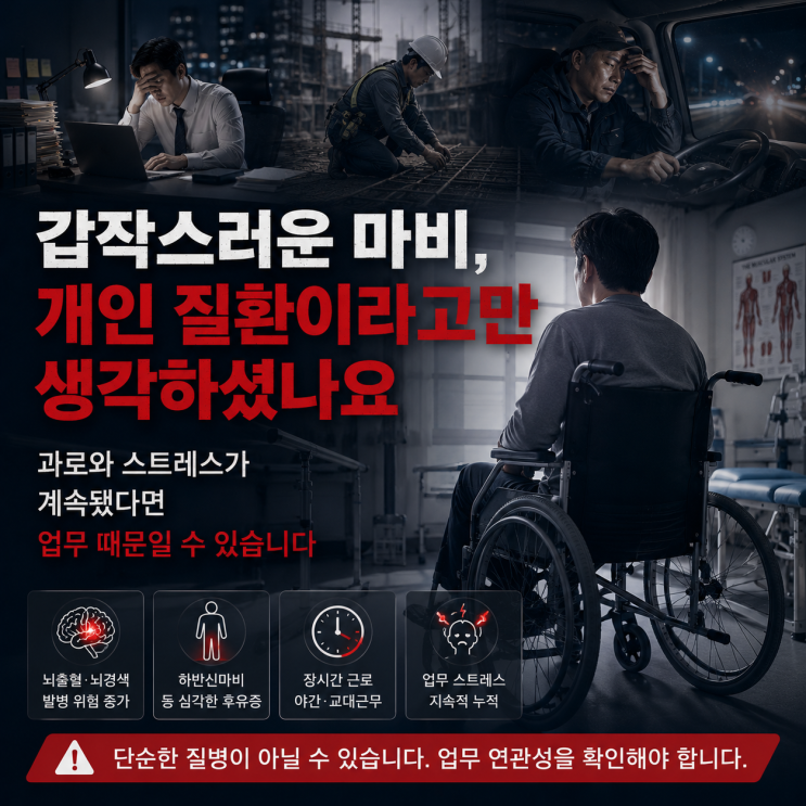  뇌출혈 후 하반신마비, 산재 승인 기준은 이렇게 판단됩니다