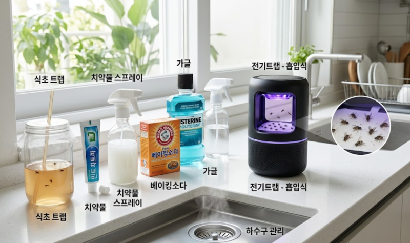[초파리 없애는법] 식초, 치약, 베이킹소다, 가글 효과 총정리! 내돈내산 가장 확실했던 방법....