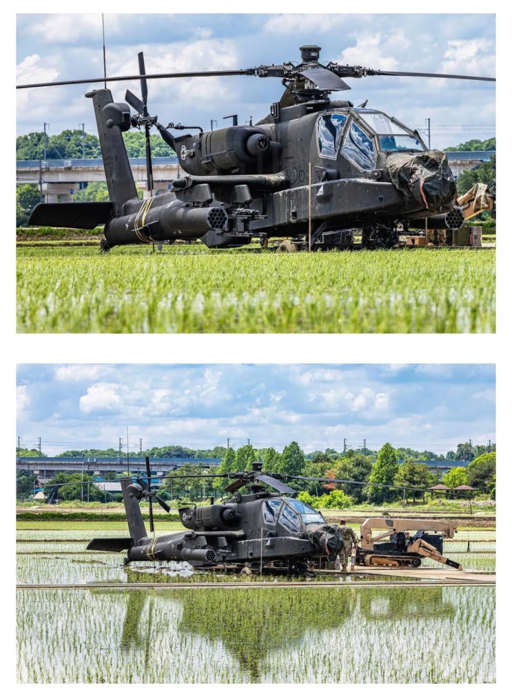  평택 논밭에 비상착륙한 주한미군 아파치 공격헬기.jpg