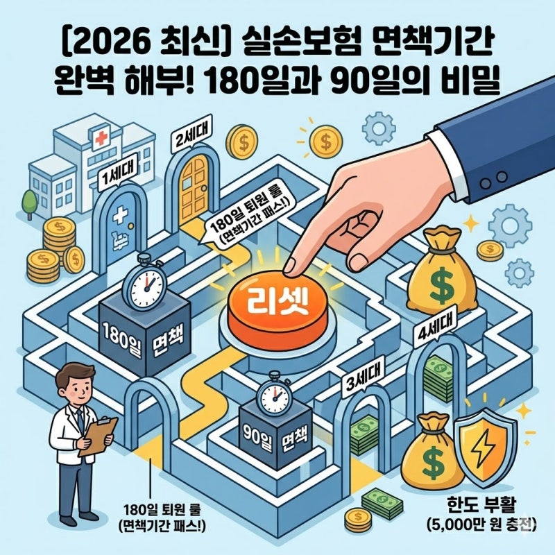 2026 실손보험 면책기간 180일 vs 90일? 1~4세대별 완벽 정리 및 대처법