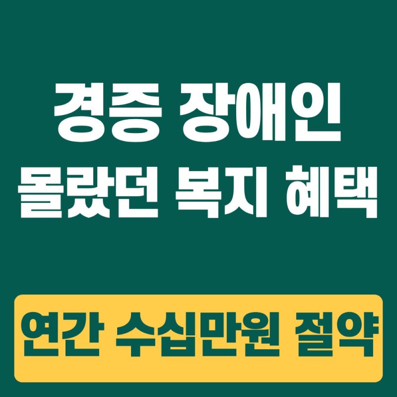 경증 장애인 혜택 총정리 — 교통·통신·주거까지 연간 수십만 원 아끼는 법