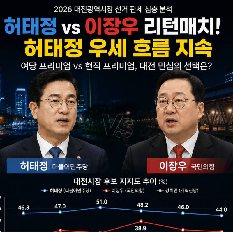 [2026 지선 심층분석]대전시장 선거 누가 유리한가…허태정 vs 이장우 리턴매치 판세 심층 분....