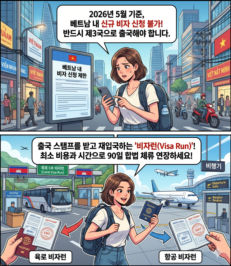  베트남 호치민 목바이 육로 90일 비자런 & 항공 이용 인근 국가 다녀오는 방법