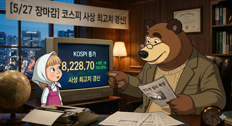  코스피 사상 최고치 경신! 8228으로 마감… 반도체 랠리 폭발 [5/27 장마감]