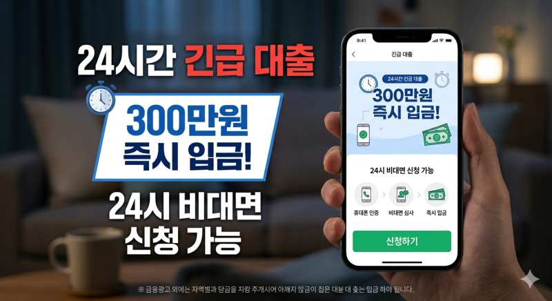 24시간 긴급 대출 300만원 입금 24시 비대면 신청