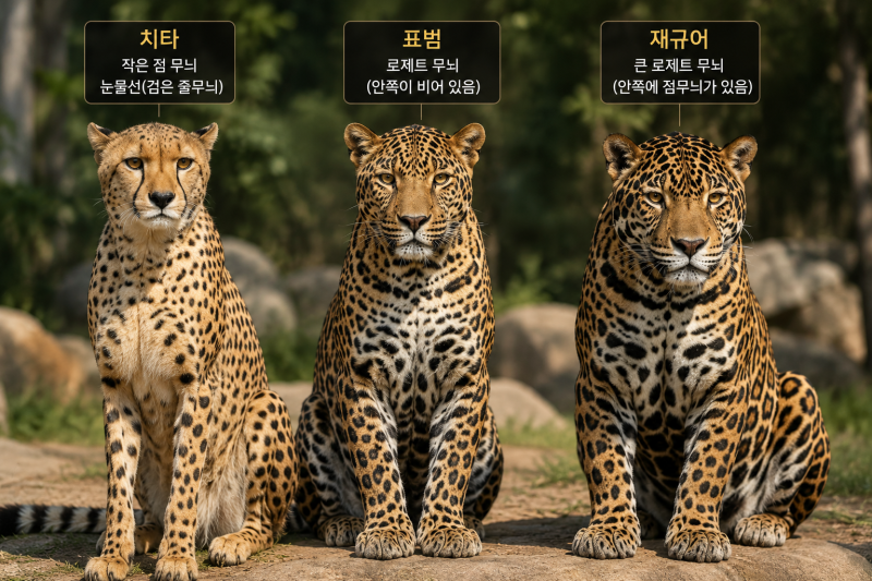 치타 표범 재규어 무늬 차이 동물원 가면 꼭 헷갈리는 이유