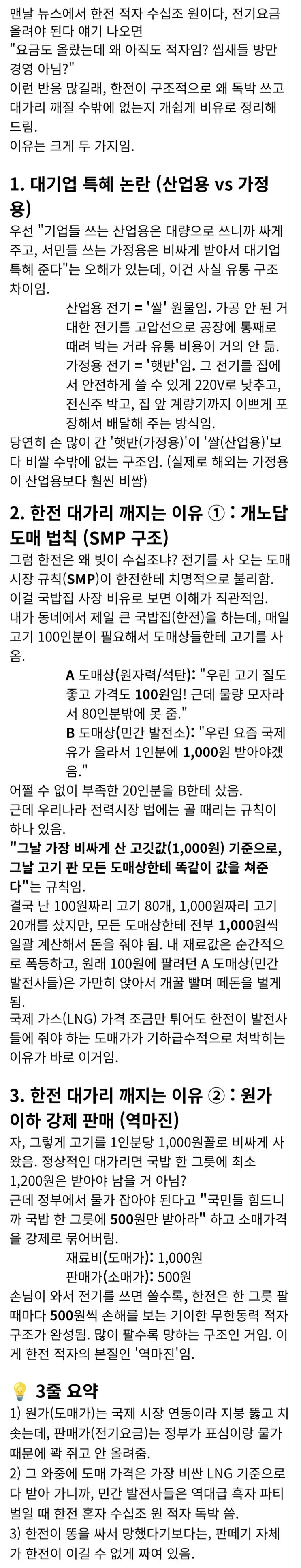  한전이 왜 맨날 적자라는지 쉽게 이해시켜줌 (비유로 쉽게 풀어봄)