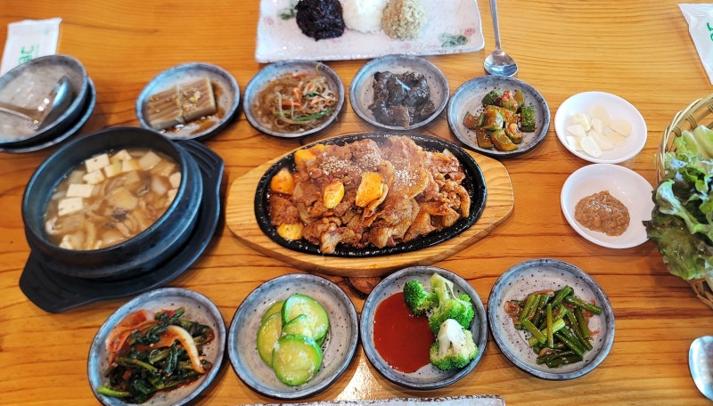 진천 농다리 골프존화랑cc 근처 맛집 들녘애농원 삼색 쌀밥정식 추천!!