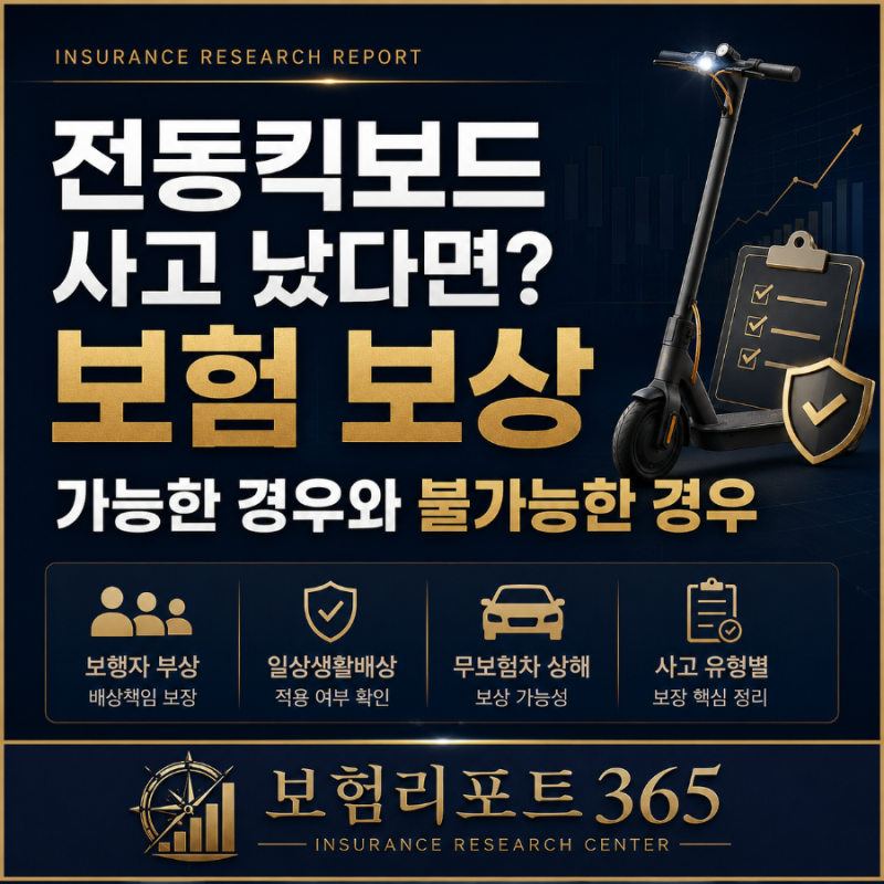 전동킥보드 사고 났다면? 보험 보상 가능한 경우와 불가능한 경우