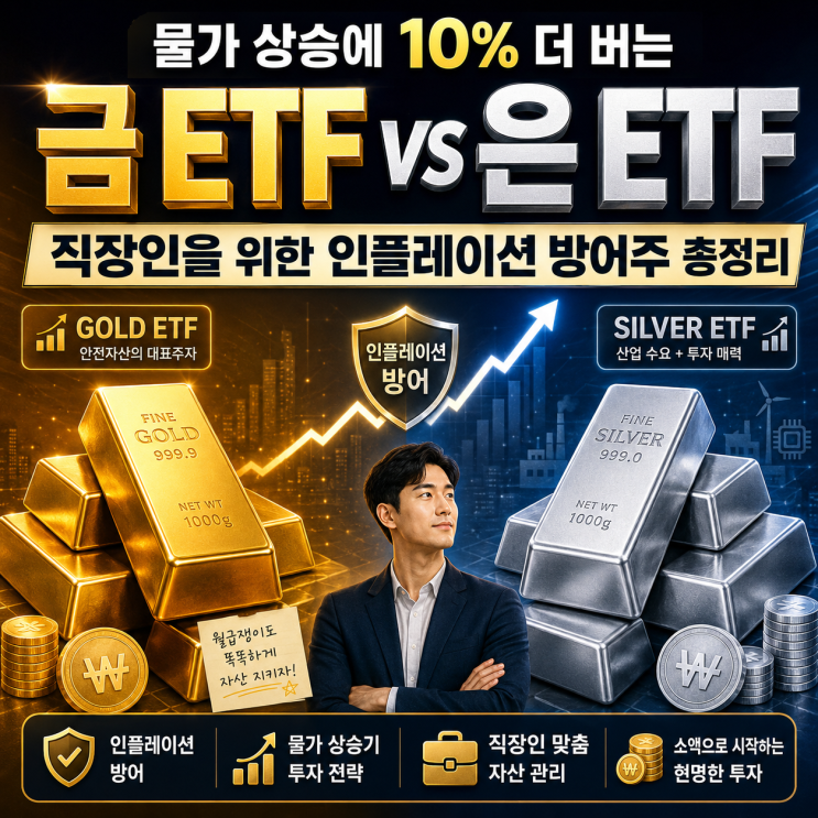  물가 상승에 10% 더 버는 금 ETF vs 은 ETF 비교: 직장인을 위한 인플레이션 방어주 총정리