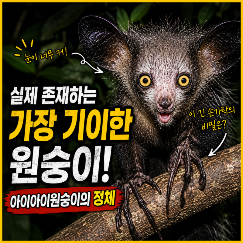 아이아이원숭이를 처음 본 사람들은 대부분 깜짝 놀랍니다