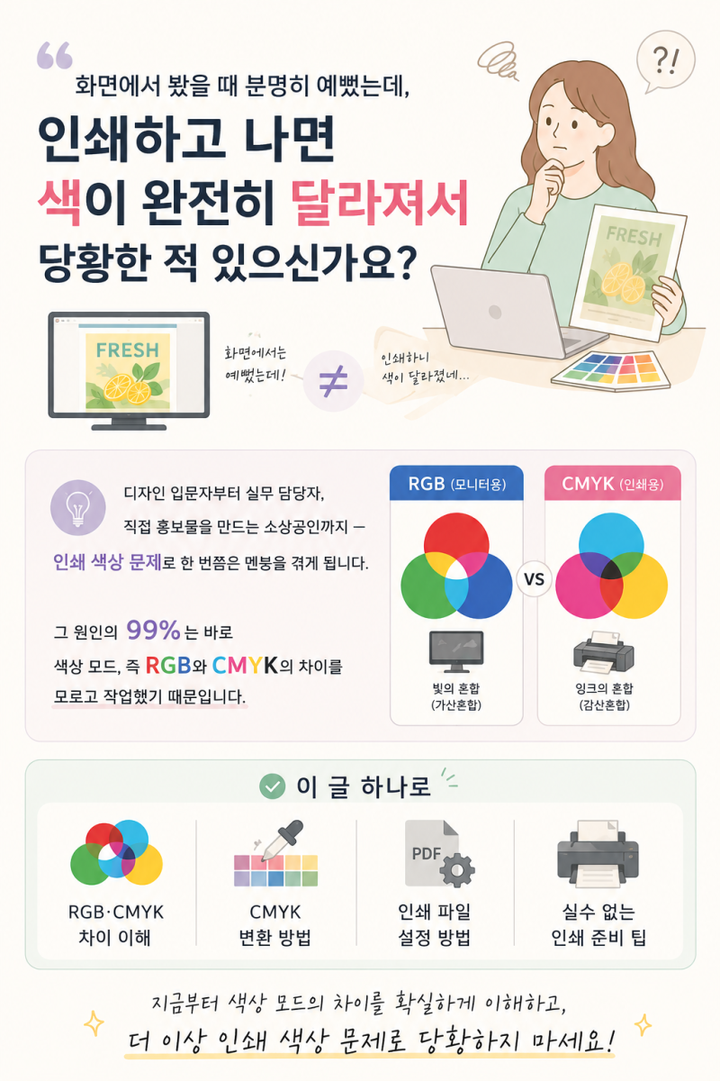 RGB CMYK 차이 완벽 정리! 인쇄 색상 문제 이제 끝내자