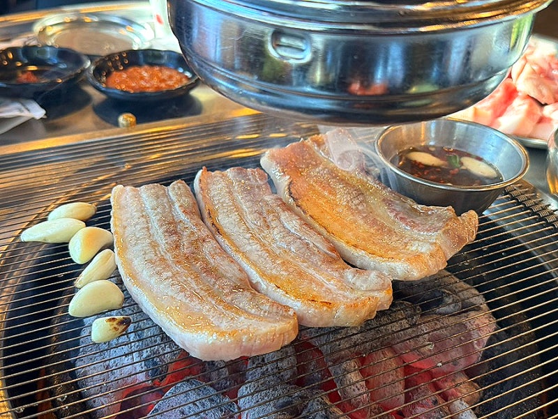 풍자 또간집 숯불에 구워먹는 돼지고기와 껍데기가 맛있는 경주 충효동 맛집 "빼돌린뒷고기"