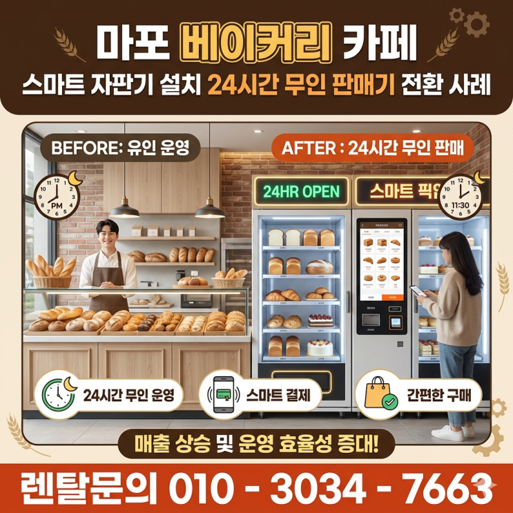  마포 베이커리 카페 스마트 자판기 설치 24시간 무인 판매기 전환 사례