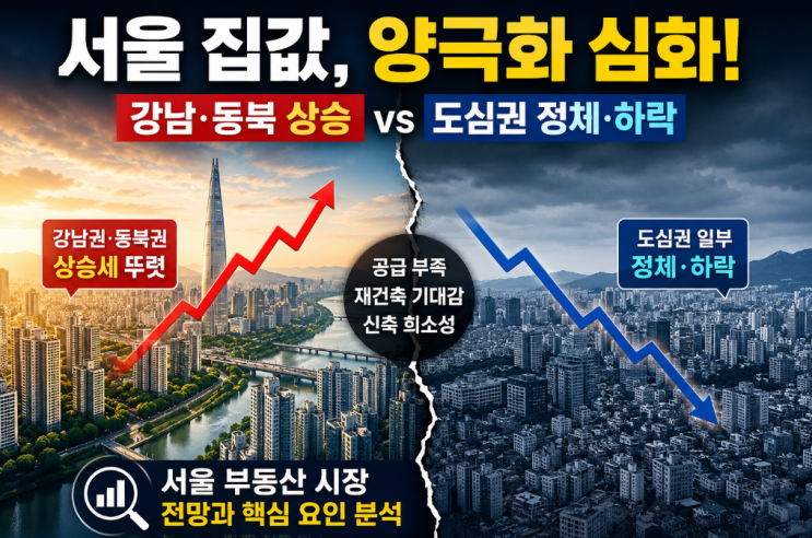  서울 집값 다시 벌어진다... 강남·동북권 상승, 도심권은 정체 뚜렷, 지역별 양극화 심화되는 이유는?