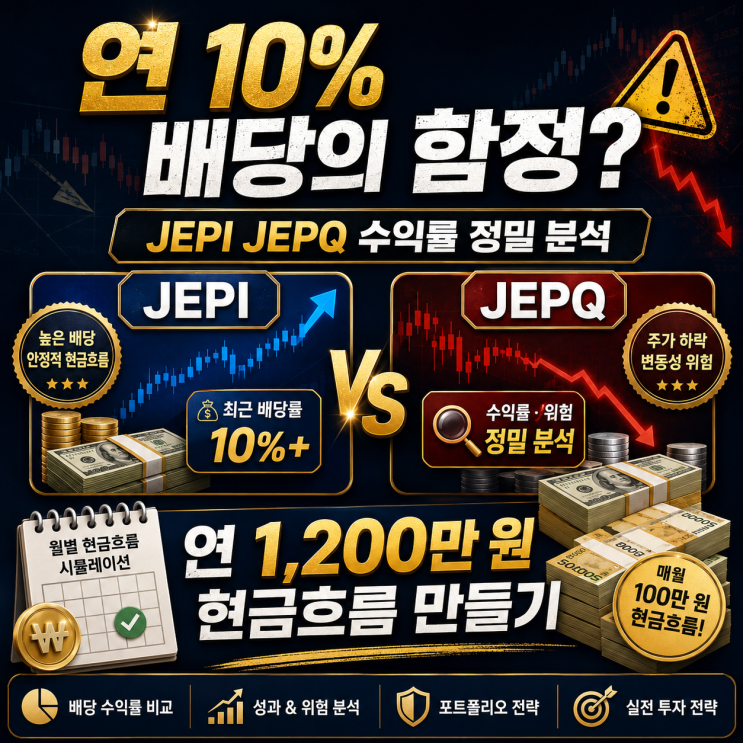  연 10% 배당의 함정? JEPI JEPQ 수익률 정밀 분석으로 연 1,200만 원 현금흐름 만들기
