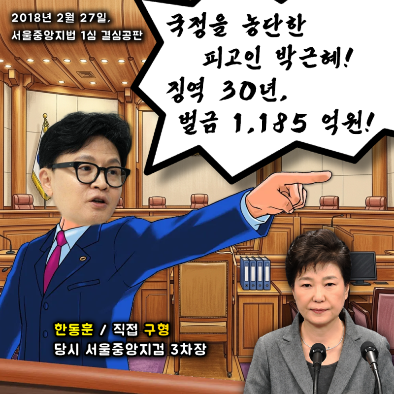한동훈, 박근혜 대통령 상대로 징역 30년 구형!!