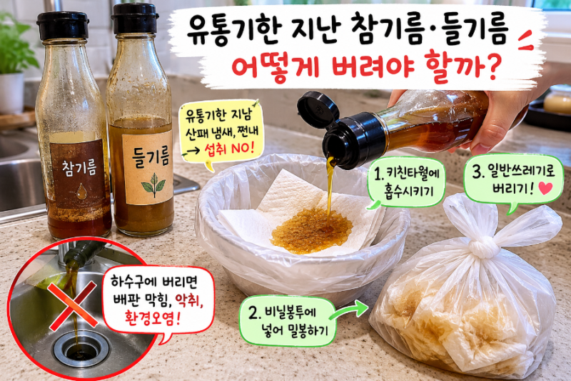 유통기한 지난 참기름, 들기름 어떻게 버려야 하나요?