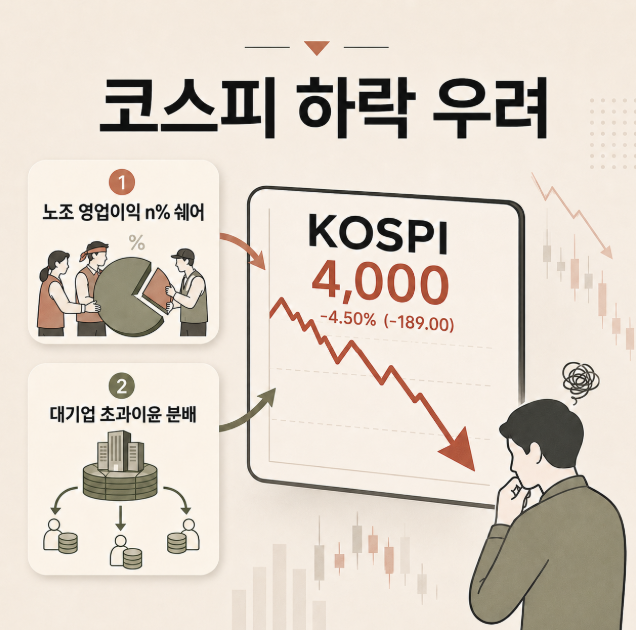 "진짜 <b>초과이윤</b> 뺏어가나" 코스피 뚝뚝 떨어지는 소리 들리네