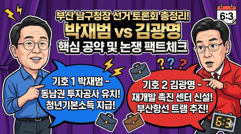 부산 남구청장 선거 토론회 총정리! 박재범 vs 김광명 핵심 공약 및 논쟁 팩트체크