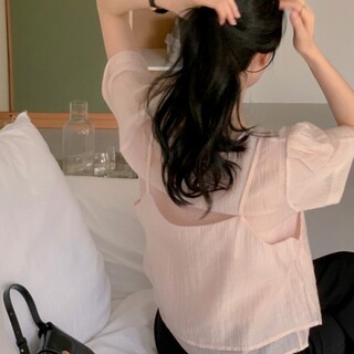  링클 뷔스티에 레이어드 블라우스 bs8373 - 봄부터 여름까지 부드럽게 걸치는 레이어드 핏