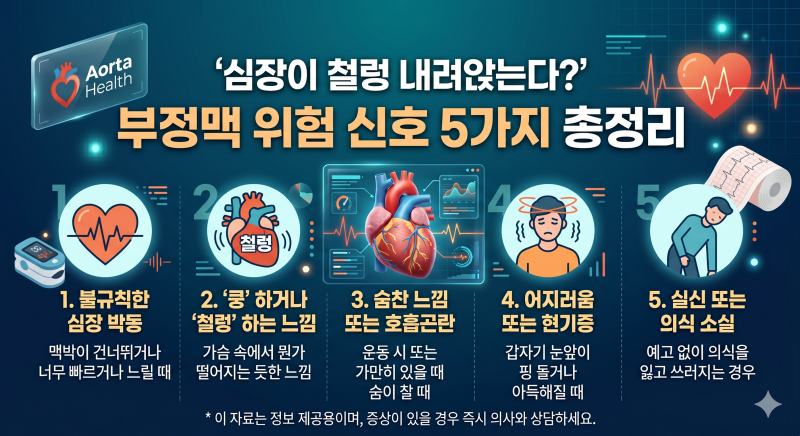 심장이 철렁 내려앉는다? 부정맥 위험 신호 5가지 총정리