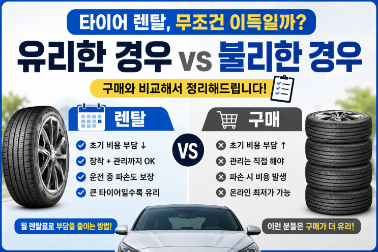  타이어 렌탈이 구매보다 유리한 경우와 불리한 경우