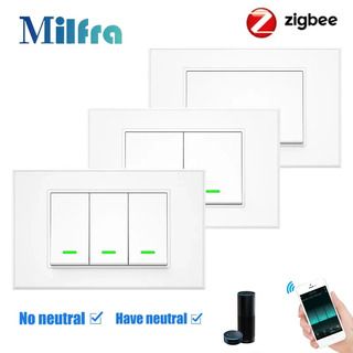  Tuya Zigbee 스마트 라이트 스위치 푸시 버튼 - 음성 지원 중립선 선택형