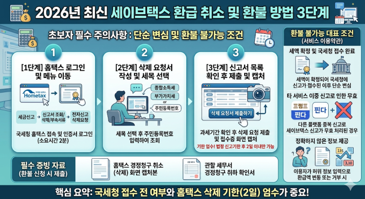 세이브택스 취소 방법 있을까? 환불 조건 및 홈택스 신고 삭제 가이드